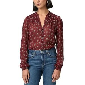 NEW PAIGE monika blouse in oxblood multi